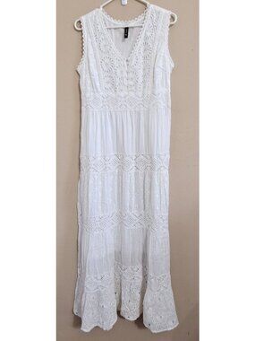 Me 2 Magic Anthropologie IX White Maxi Sleeveless Beach Romantic Cottagecore